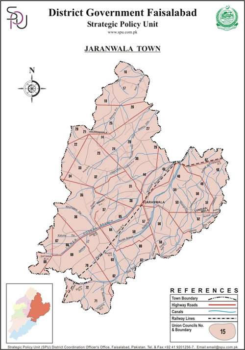 Tehsil Jaranwala District Faisalabad Map Jaranwala